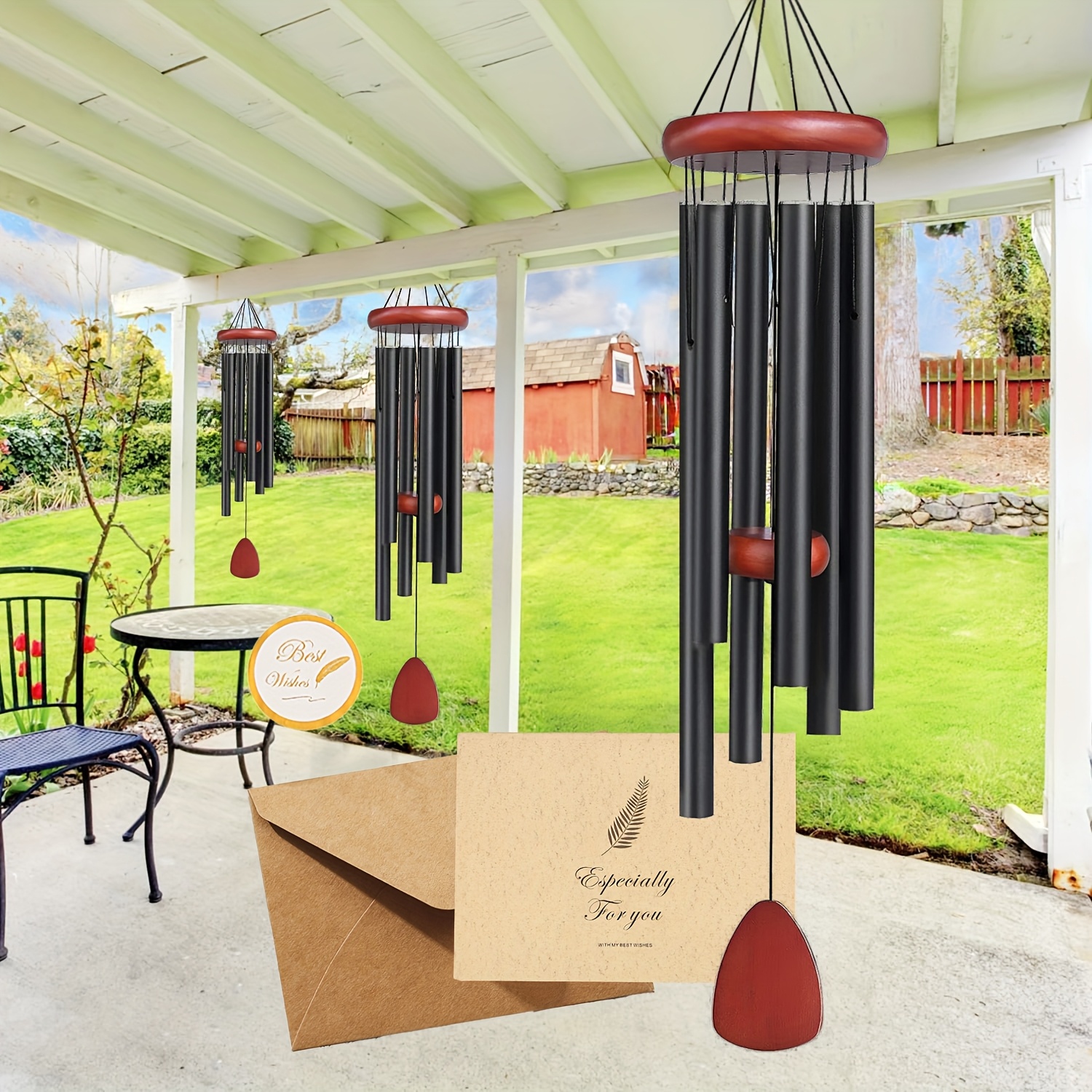 TEMU Chime With Sound Technology - Large Outdoor/indoor Bell For Home Decor, Gift For Moms, Weddings, Anniversaries - Durable Aluminum Construction,