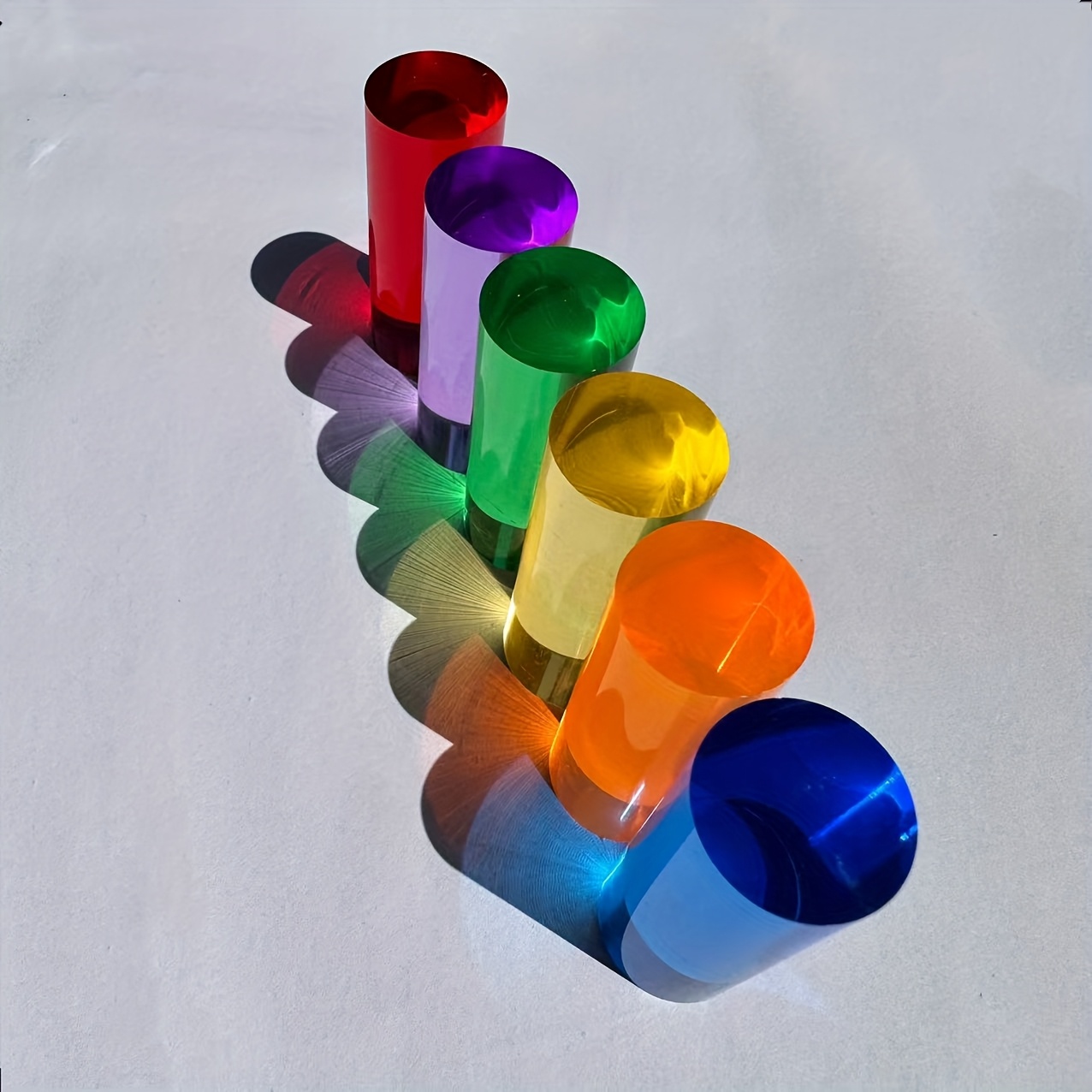 Image of 6pcs/pack Acrylic Columns, Clear Colorful Cube Columns, Colorful Sunlight Catching Columns, Dresser, Garden, Living Room Decoration, Christmas, Birthday Gifts