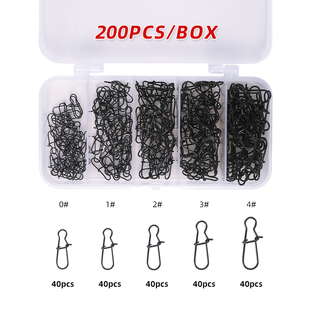 TEMU 200pcs Lure Reinforced Pins Set, Multi-model Stainless Steel High-tensile Strength Snap Connectors, Fishing Small Accessories