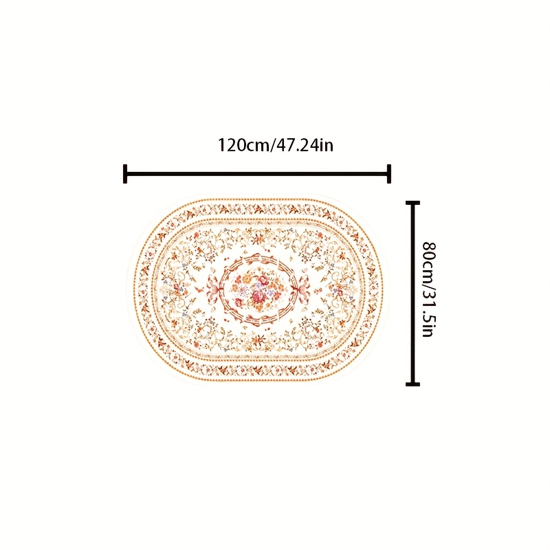 TEMU Velvet 850g/㎡ 1pc Luxurious European-style Oval Rug, Soft Plush , Faux Material, Washable, Suitable For Bedroom, Living Room, Or Entryway Decor,