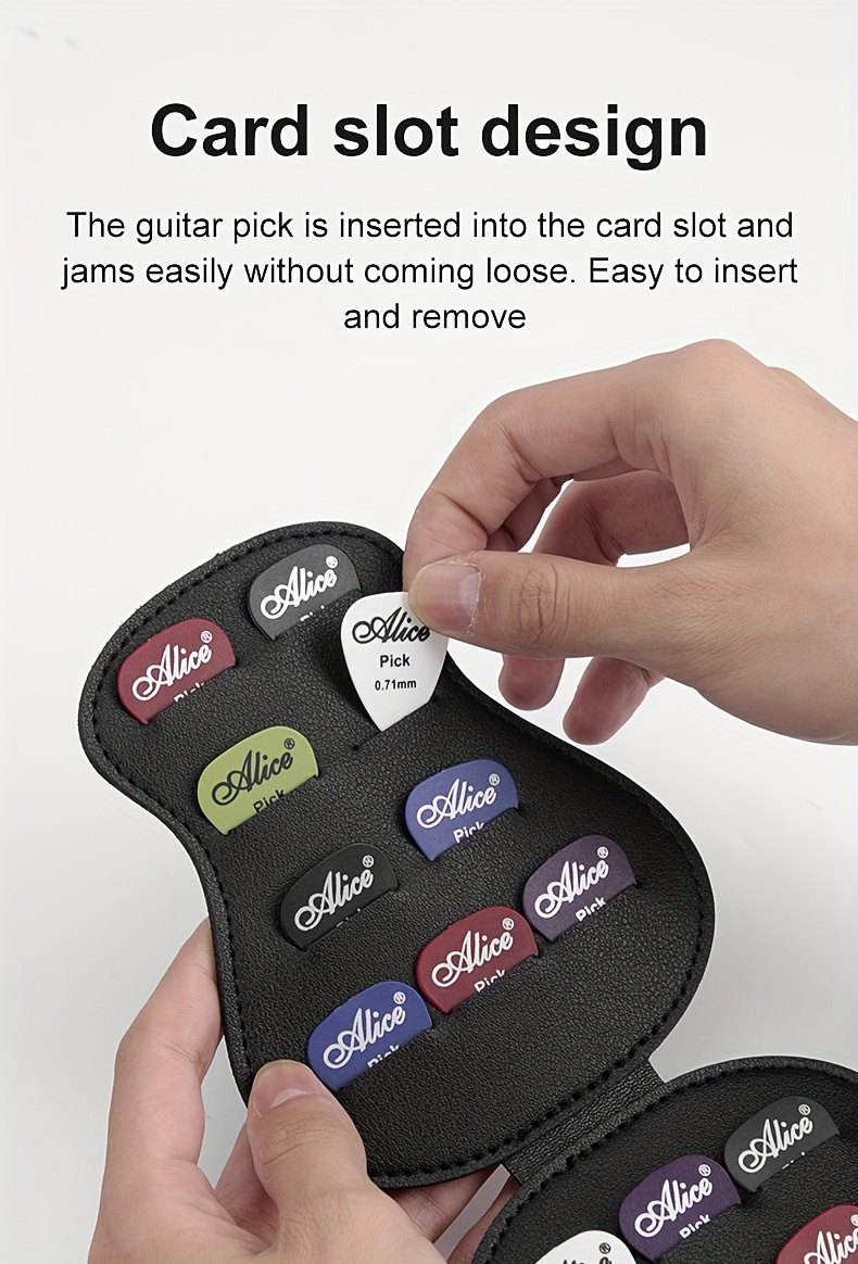 Guitar Pick Storage Pouch - a Guitar-Shaped Case That Can Hold 18 Guitar Picks, Easy to Carry.