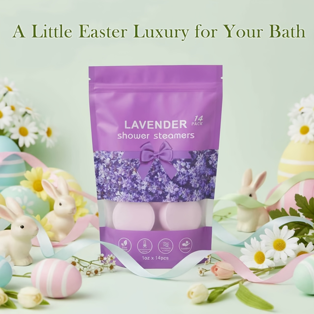 14-Pack Lavender Shower Steamers with Essential Oils for Self Care