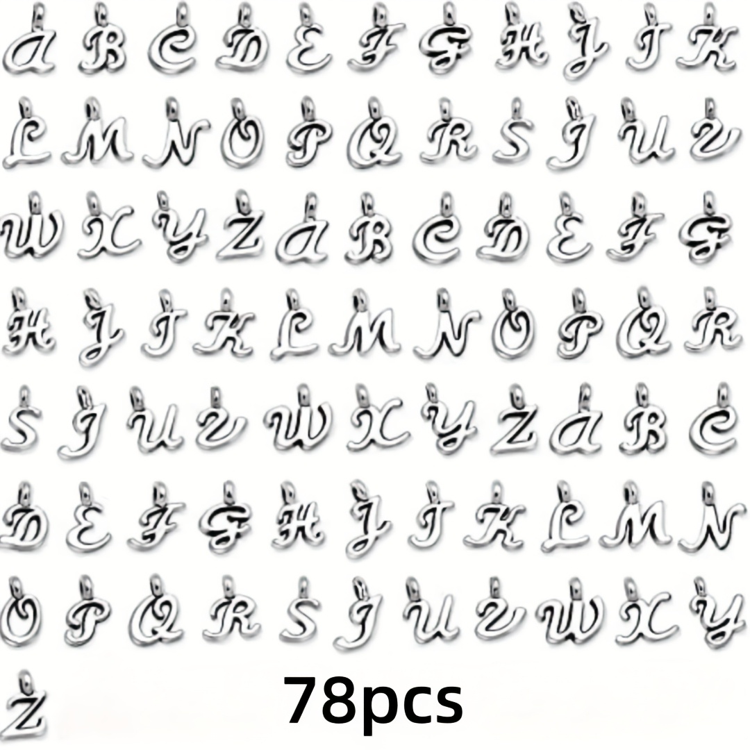 TEMU 78pcs/3 Sets 156pcs/6 Sets Of Letter Charms Mini A Z Letter Bracelet Necklace Pendant With 200pcs Of Open Rings, Suitable For Earrings,