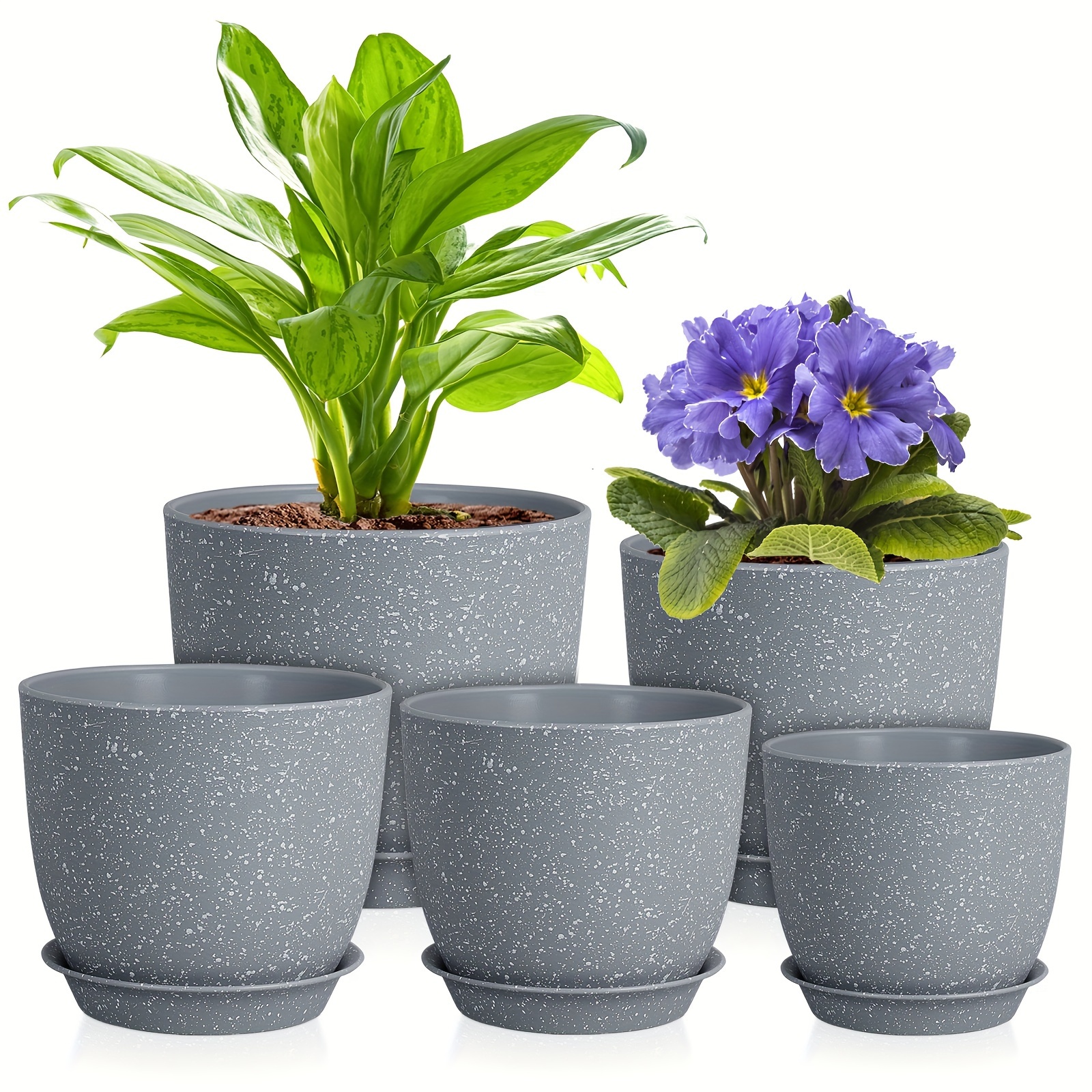 

Ensemble de 5 Pots Auto-Arrosants de Style Bohémien avec Trous de Drainage - Pots en Plastique pour Intérieur & Extérieur, Parfaits pour Succulentes, Plantes , Violets & Plus - UOUZ