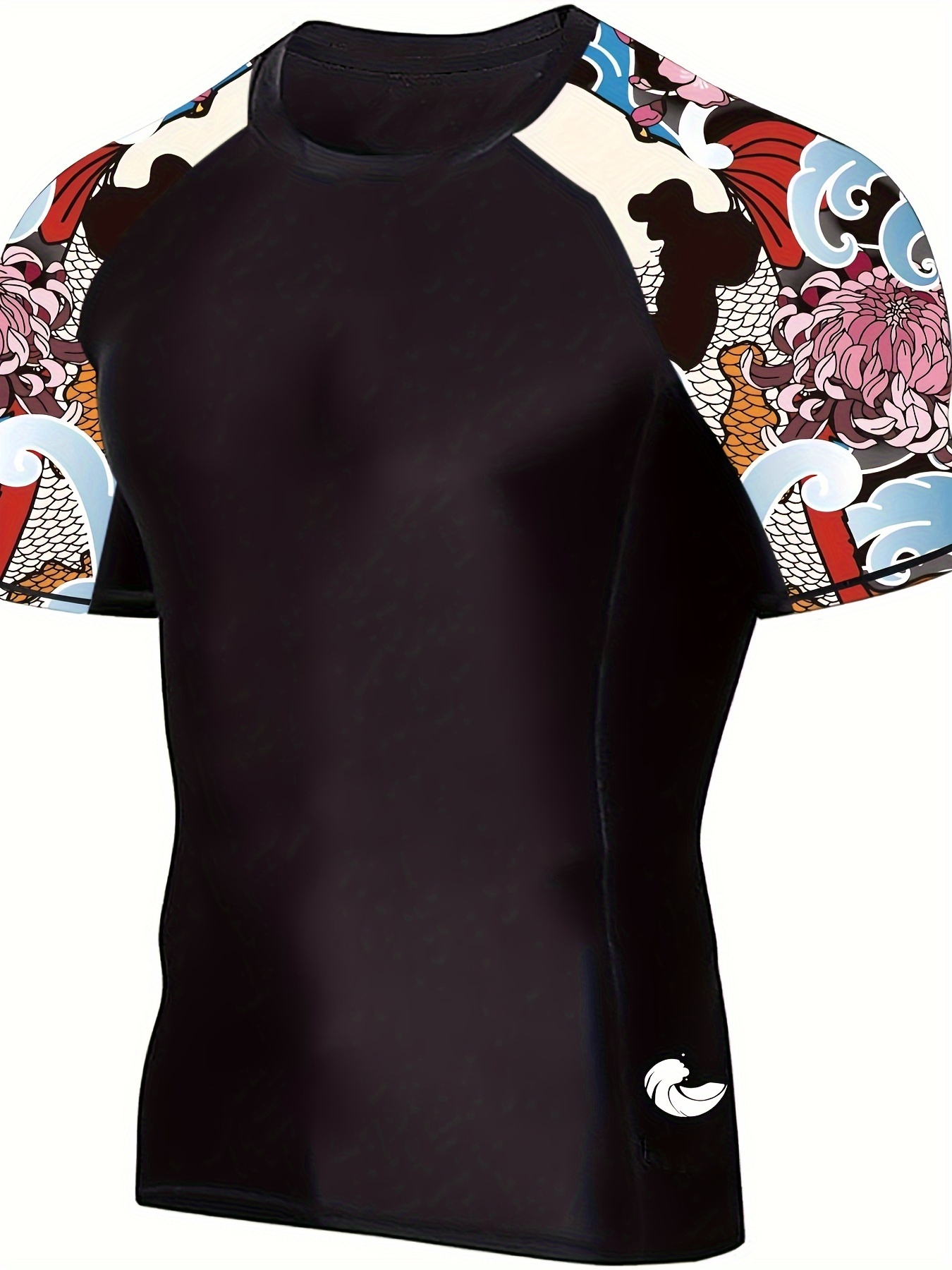 Breathedivinity 2025 Compression Shirt Short Sleeve - High-Elastic * Shirt for Men & Women, Black Bodycon Fit with Red Geometric Muscle Design, Moisture-Wicking for Workouts, Running, Yoga & Beach, Workout Clothes, Summer Activewear, * Fabric, Beach Outfit, Sporty Style, Stretchy Material, Training Clothes, *