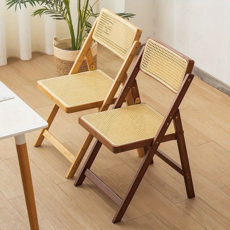 2 Sillas Plegables de Bambú Modernas - Estructura de Madera de Bambú Resistente, Sillas Portátiles y Ligeras Adecuadas para Uso en Interiores/Exteriores, Diseño Ahorrador de Espacio, Fácil de Plegar/Desplegar, No Requiere Montaje, Ideales para Hogar, Jardín, Oficina - Capacidad de Peso 149,69 KG
