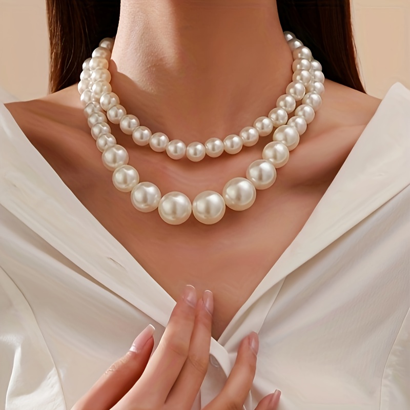 Exaggerated Large Pearl Choker Layered Necklace