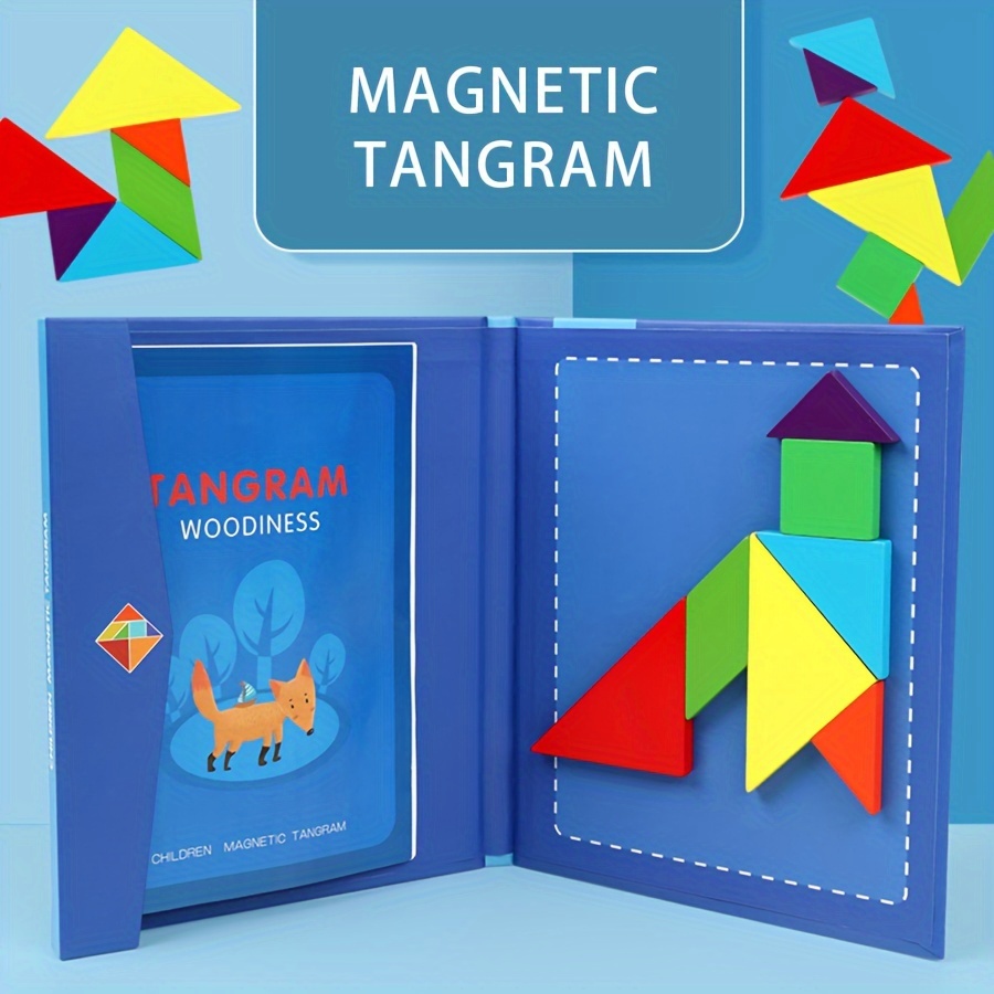 

1pc Blue Magnetic Tangram, Toy For Learning Space And Shapes, Enlightening Mathematical Thinking, Early Education Puzzle Toy, Suitable For Christmas, New Year, And Back-to-school Party Gifts.
