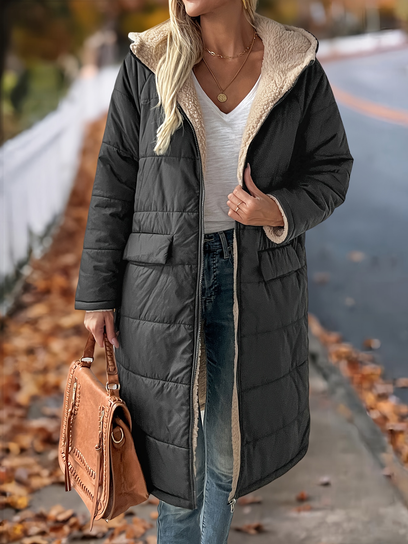 AMDOLE Manteau En Bouclette Femmes à Capuche Taille Jacekt Manteaux Fermeture éclair Imperméable Extérieur Manteau Veste Alpinisme Veste Solide Poche Longue Manteau Chaud Grande Taille