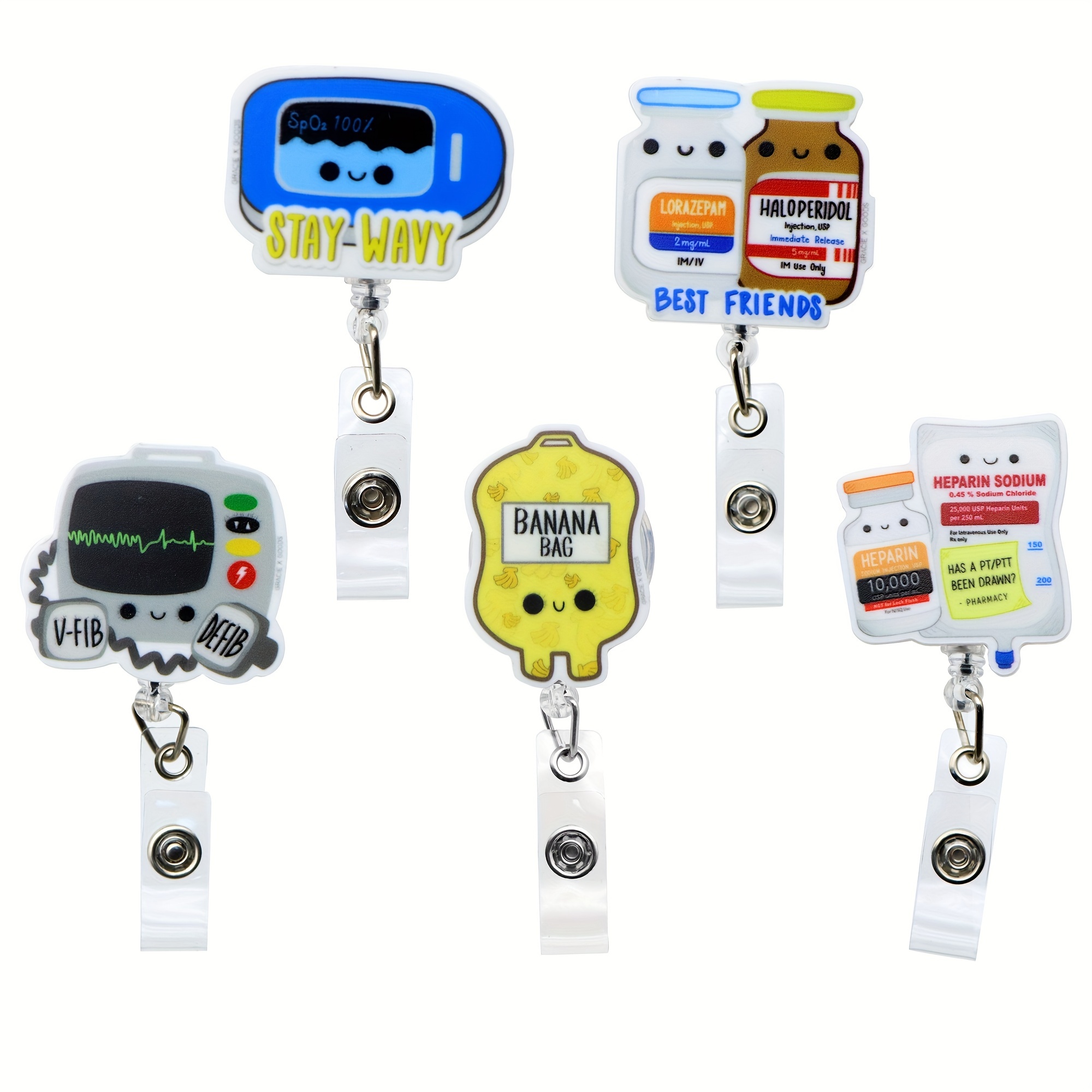 Povxlum 30 Set 90pcs Retractable Badge Reels Lanyard Keyring Clip, ID Badge  Reel Holder, Nursing Badge Reel Clips - Ideal for Nurses, Teachers