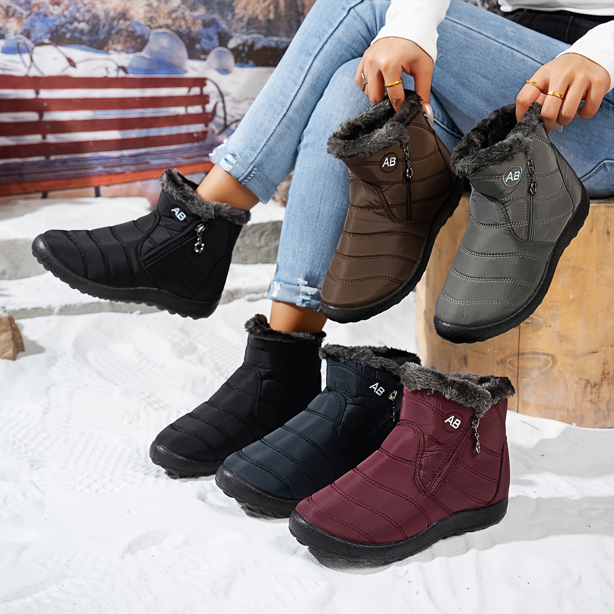 Stivali Invernali Podojoy Unisex – Impermeabili, Caldi Con Fodera In Peluche, Antiscivolo, Colore Blu (Taglia 4)