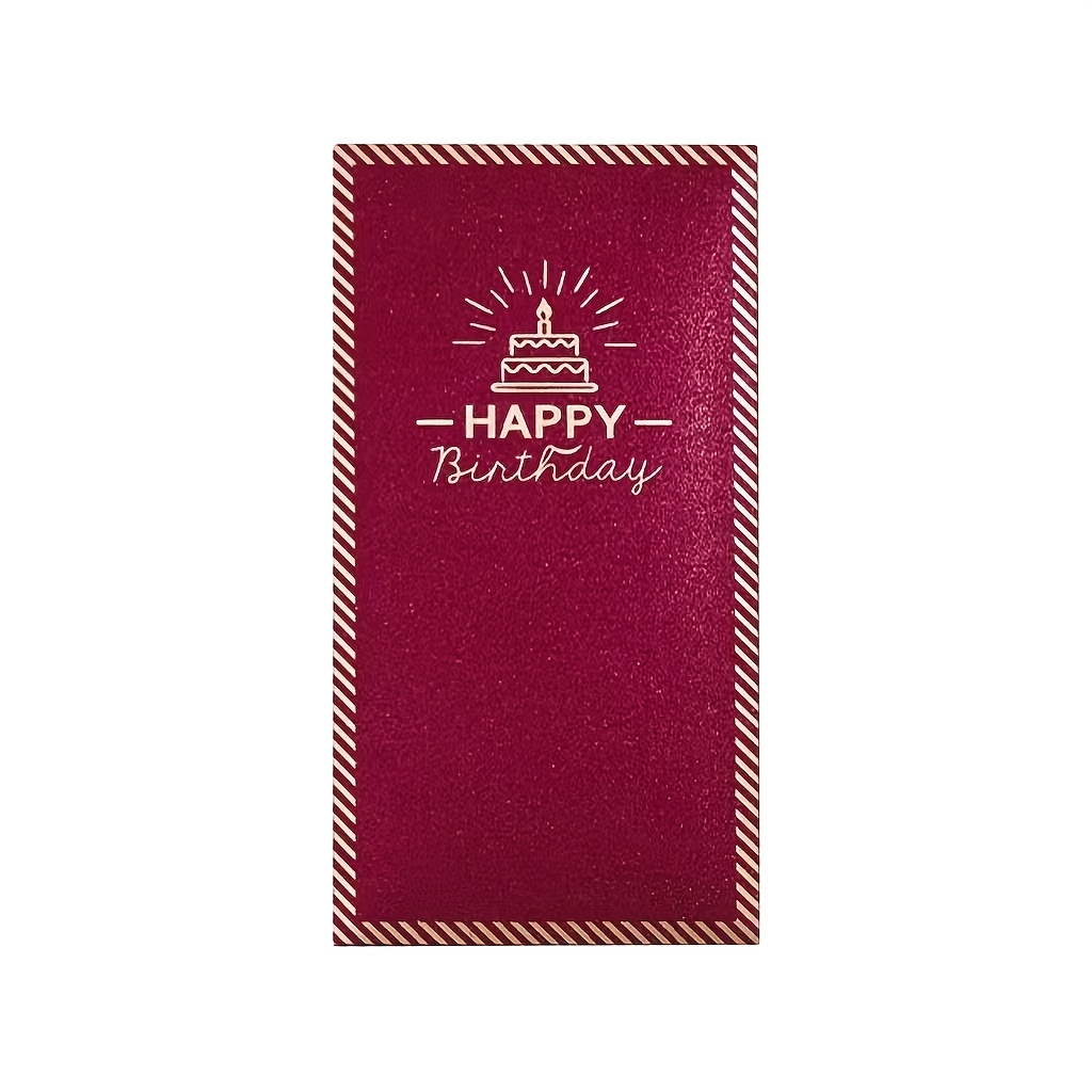 TEMU 12pcs Wine Red Birthday Envelopes, Luxury Shimmer Design, Matte Thick Paper Glitter, Happy Birthday Greeting Envelopes For , Birthday Party Gift