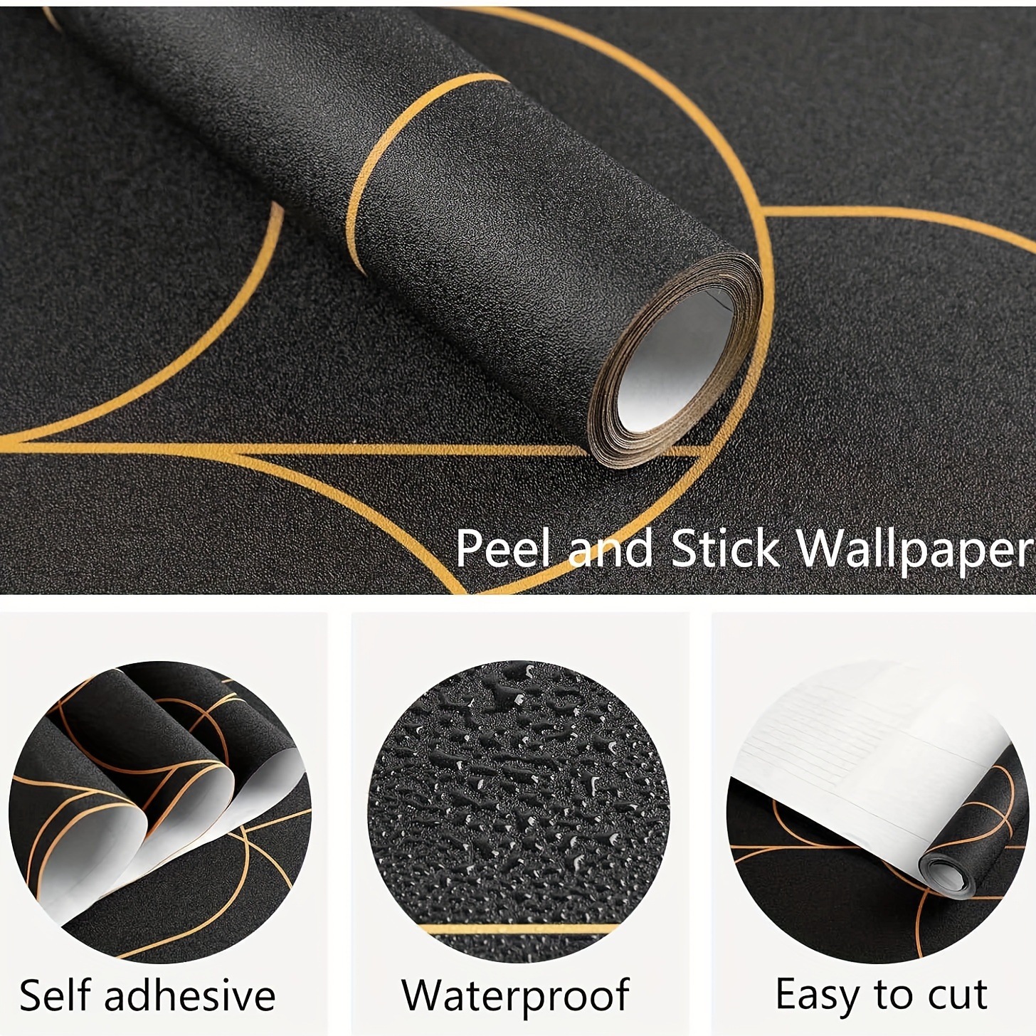 Peel Stick Wallpaper Modern Black Geometric Wallpaper Self - Temu