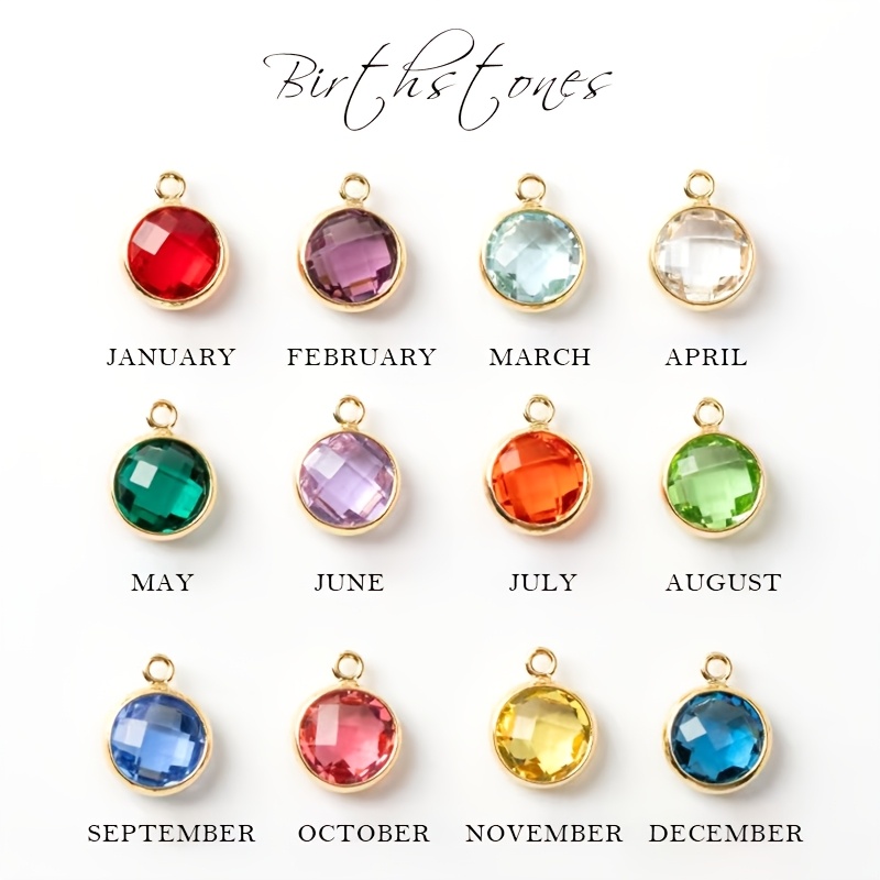 Personalized 304 Stainless Steel Birthstone & Flower Charm Pendant Necklace