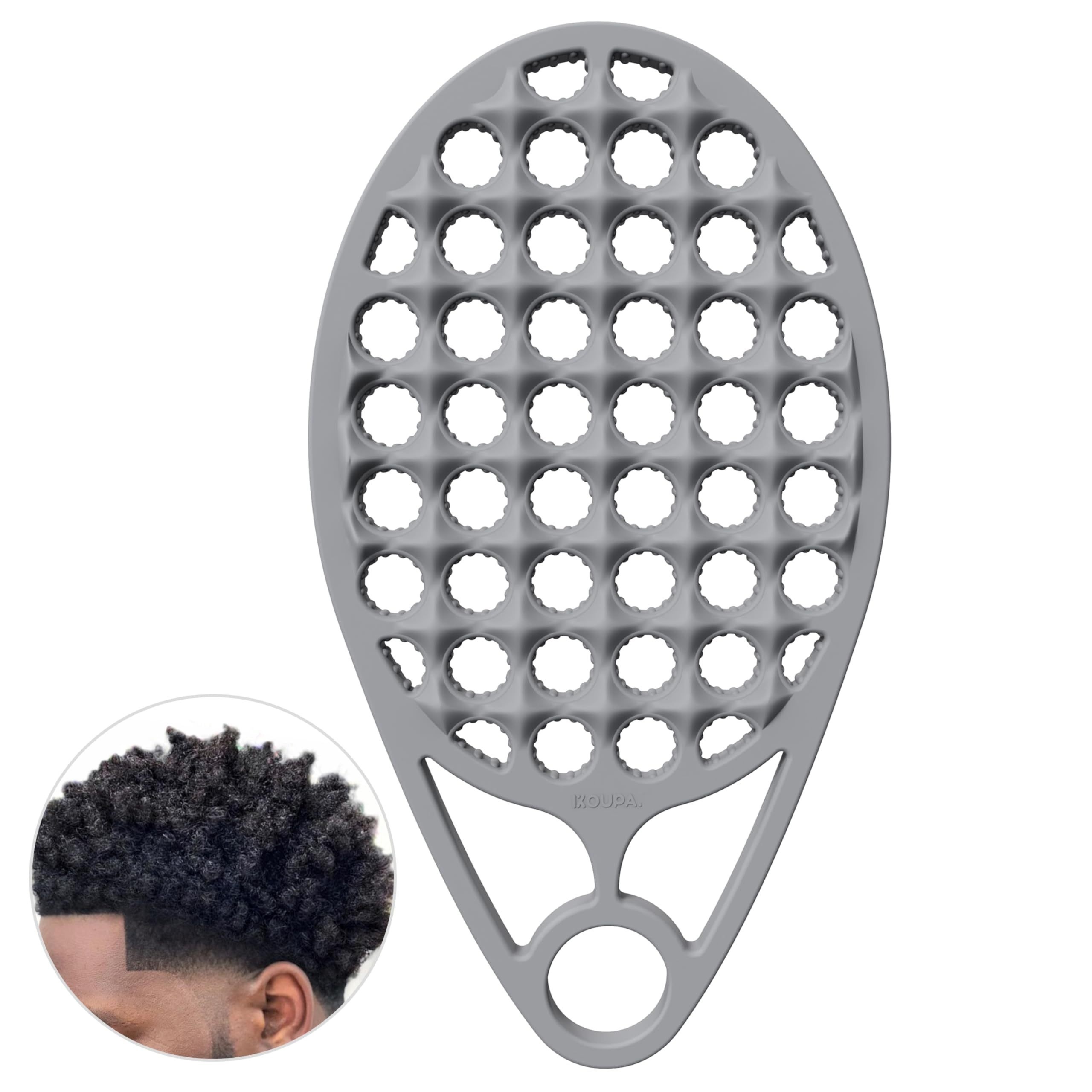 

Koupa Silicone Curly Hair Brush - Ergonomic Twist Comb For Afro Hair, Washable & Easy-to-use Styling Tool For Men And Women, Grey, 1pc