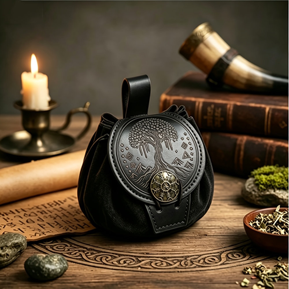 TEMU Pochette Arbre de Vie Médiéval | Sac Banane à Cordon de Serrage avec Viking Nordique en , Convient pour Jeux de Rôle Viking, Événements Cosplay,