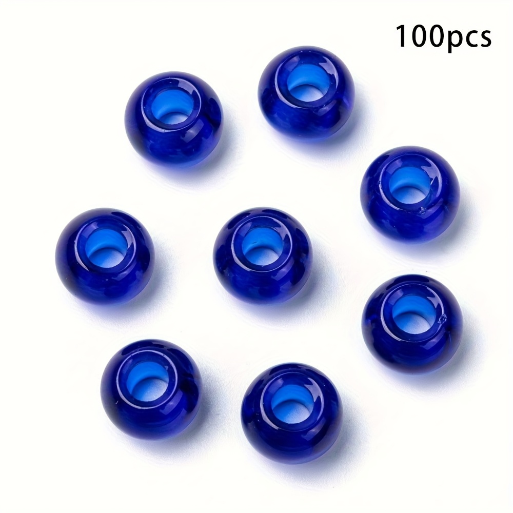 E-shop 100 Stück Glas Europäische Perlen Großloch Perlen Rondelle Königsblau 15X10Mm Loch: 5~6.4Mm Perlen Perlen Sortimente