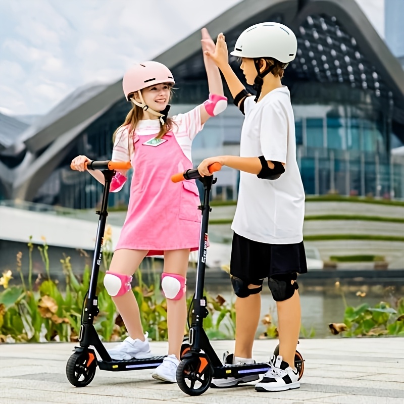 TEMU Foldable Kids Electric Scooter With 130w Motor & 10 Mph Speed, 5-mile Range, 3-speed , Adjustable Height, Suspension & Rear Brake Suitable For