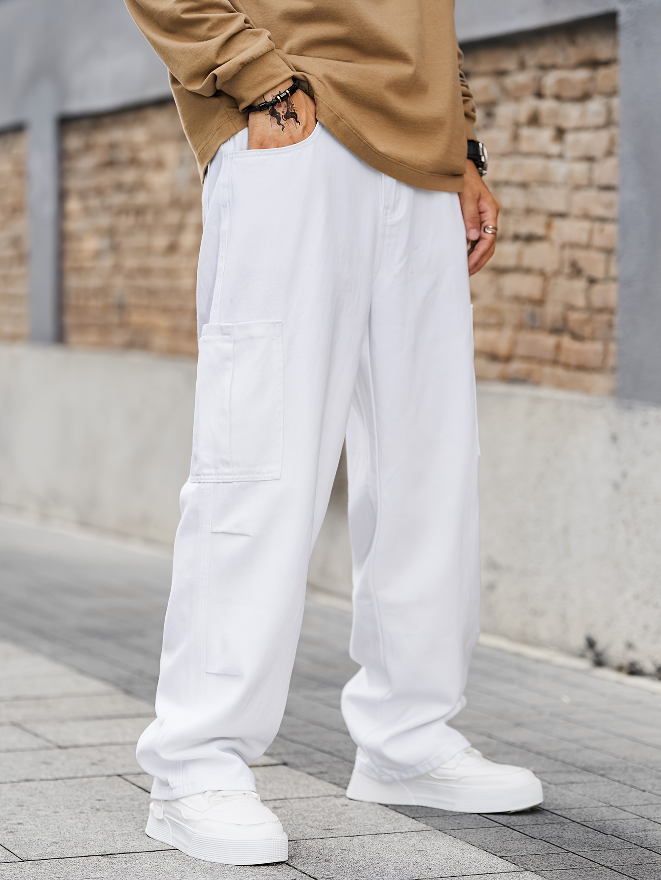 Baggy Mens White Cargo Joggers *'S Classic White Cargo Pants