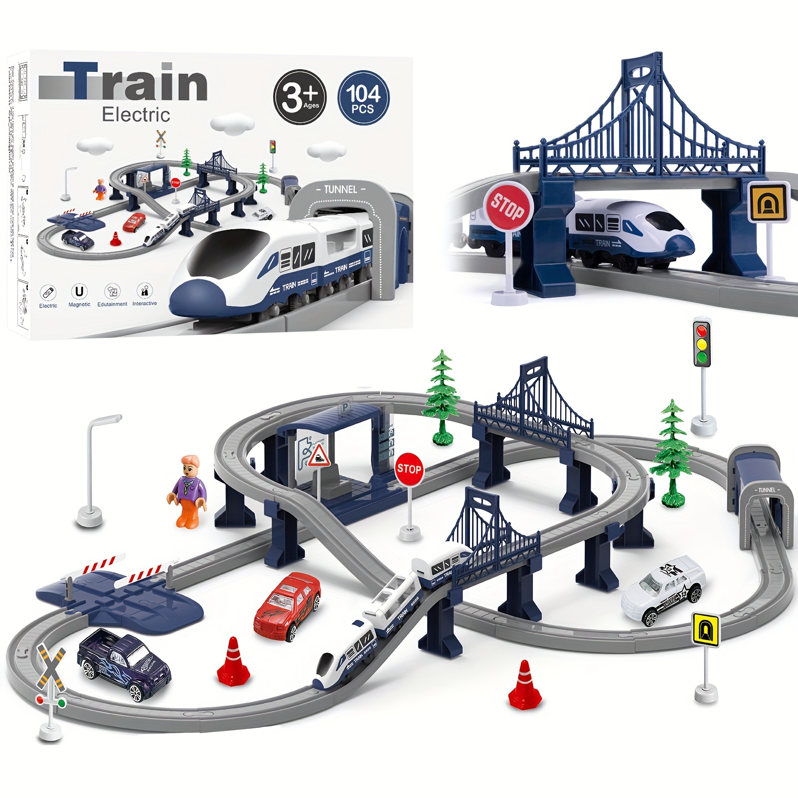 

Train Sets For Boys 3-6, Battery Operated Train Set With Tracks(magnetic Connection), Compatible With Thomas, , , Gifts For 3 4 5 6 Years Old