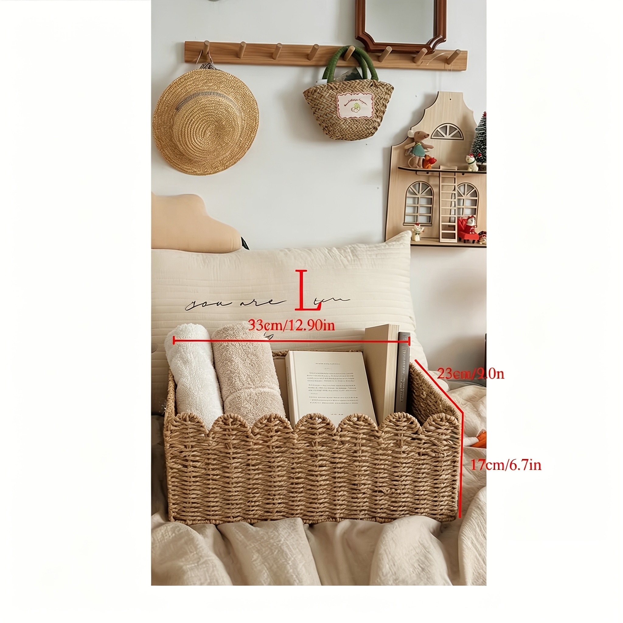 TEMU Woven Storage Baskets, Wave-edge Shelf Baskets, Storage Baskets, Ideal For Organizing, Clothes, Books, Gifts, Etc., Shelf Baskets