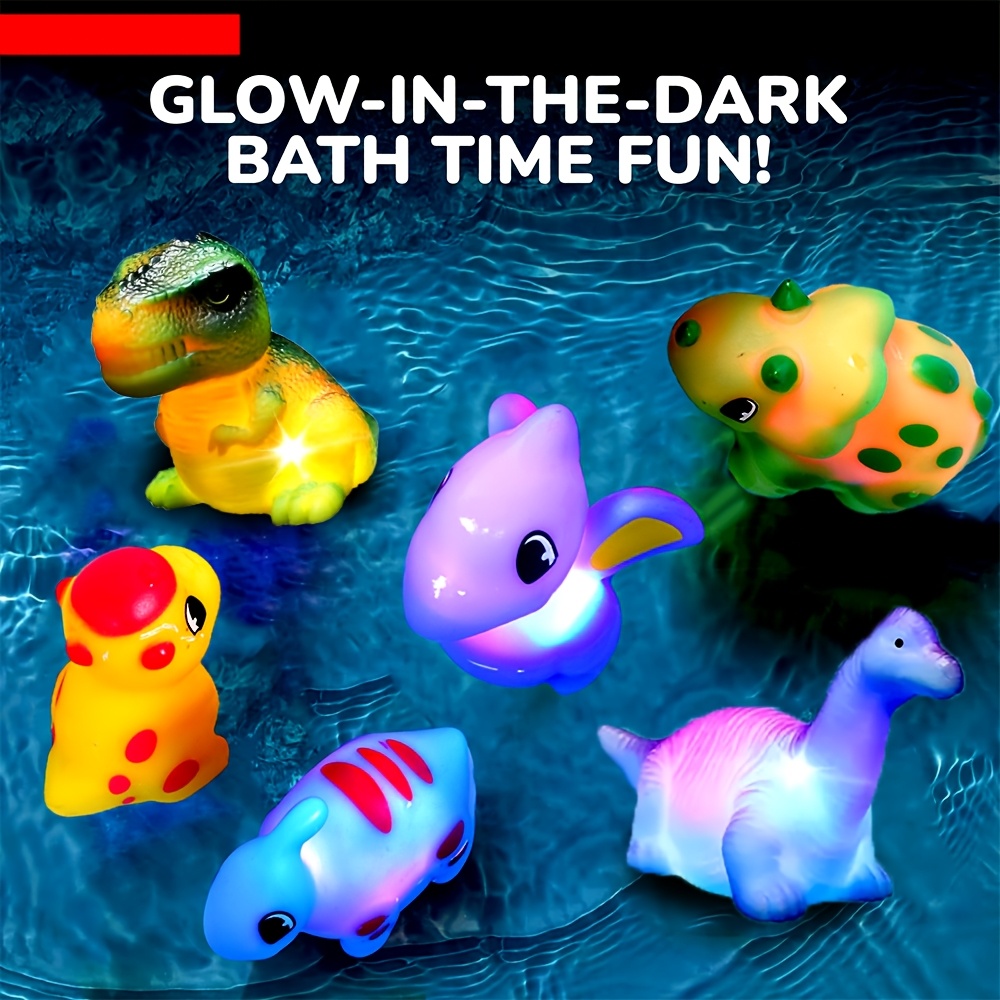 TEMU 6pcs Dinosaur Bath Toys For Kids - No-hole Bath Toys With -the-, Durable Plastic, Shower, Bathtub, Or Pool Play - Fun Birthday & Easter Gifts