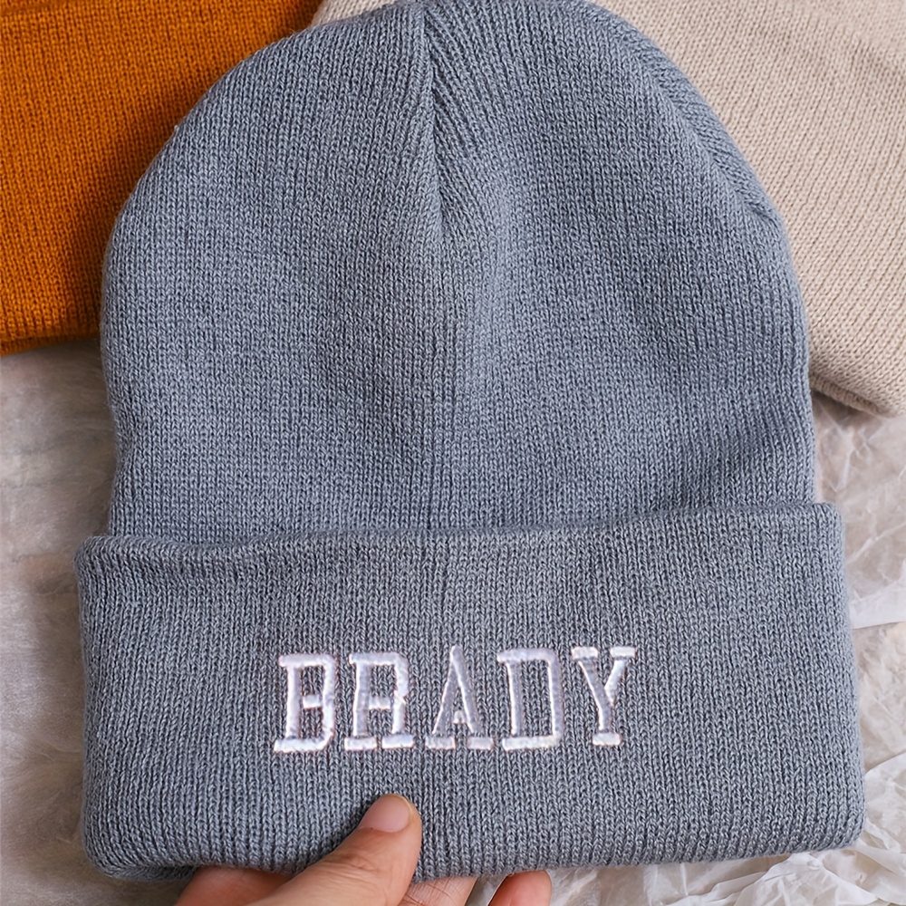 Embroidered Knit Hat - Personalized Winter Hat, Hand Washable, Polyester, Ideal Christmas And Birthday Gift For Family And Elders