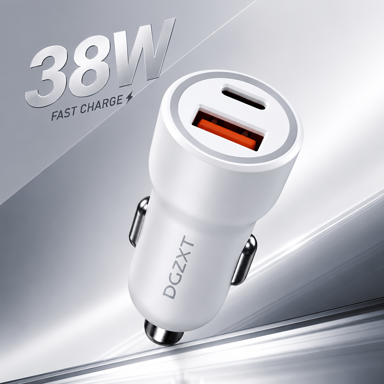TEMU 38w Usb C Car Charger Pd Fast Charging, Dual Port Usb-a Usb-c Qc3.0 Auto Charger 12v/24v Mini Design For Iphone Galaxy Smartphones