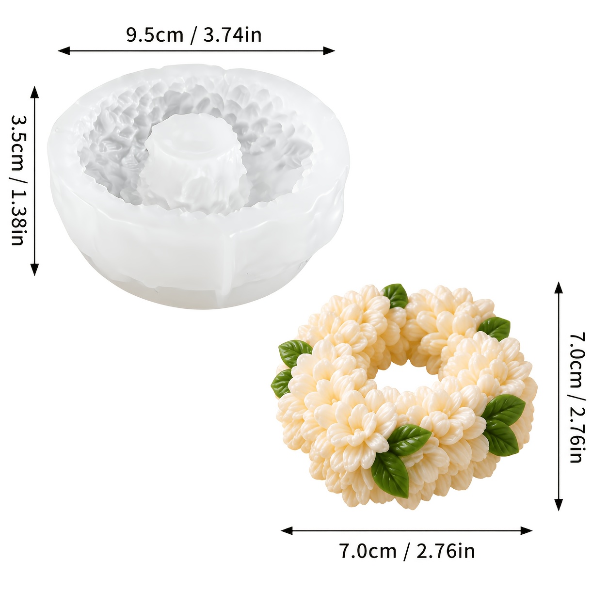 TEMU Stampi per candele, stampo in silicone 3D per di fiori, stampo per ornamenti per di candele, di resina, gesso, gesso e artigianato in cera,