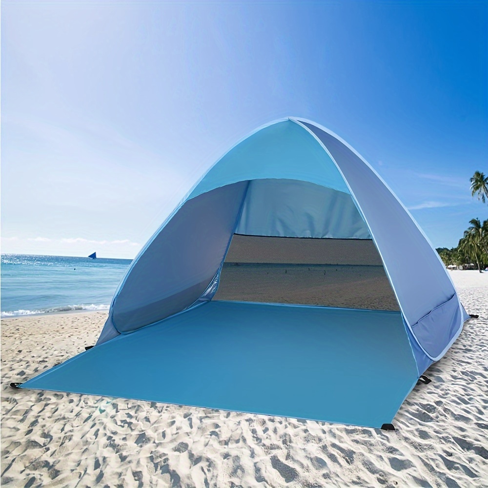 

Portable Summer Beach Tent For 2 - Lightweight, Round Shape, Upf 50+ Sun Protection, Zipper Closure, Vestibule Utility, Sturdy Alloy Support, Durable Polyester Material