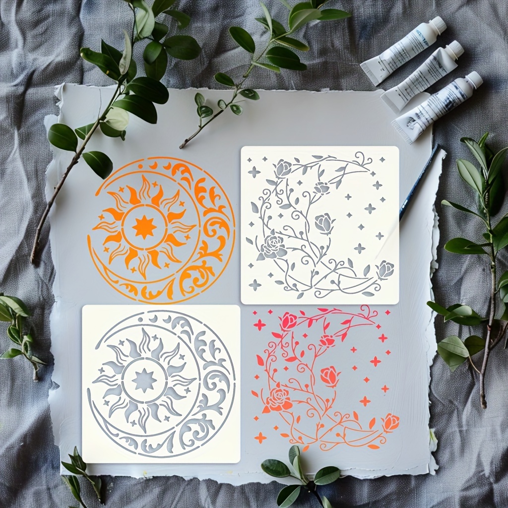 Lot de 15 pochoirs de peinture à pois mandala, 8/12/16 segment 3/4/5/15/6/20 pouces, pochoirs réutilisables pour bricolage, mur, carrelage, papier, tissu, verre, métal