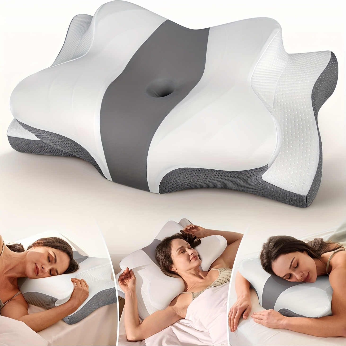 TEMU Oreiller de refroidissement, oreiller ergonomique pour personnes sur le côté, oreillers de contour inodores, oreiller de lit pour personnes sur