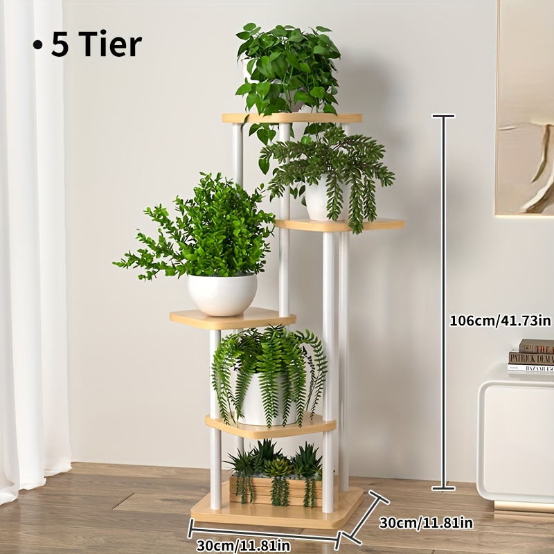 Supporto Per Piante Angolare In Metallo RINBOU – 2 Ripiani + 3 Vasi Sospesi, Alto 154,9 Cm, Per Interni Ed Esterni - 2