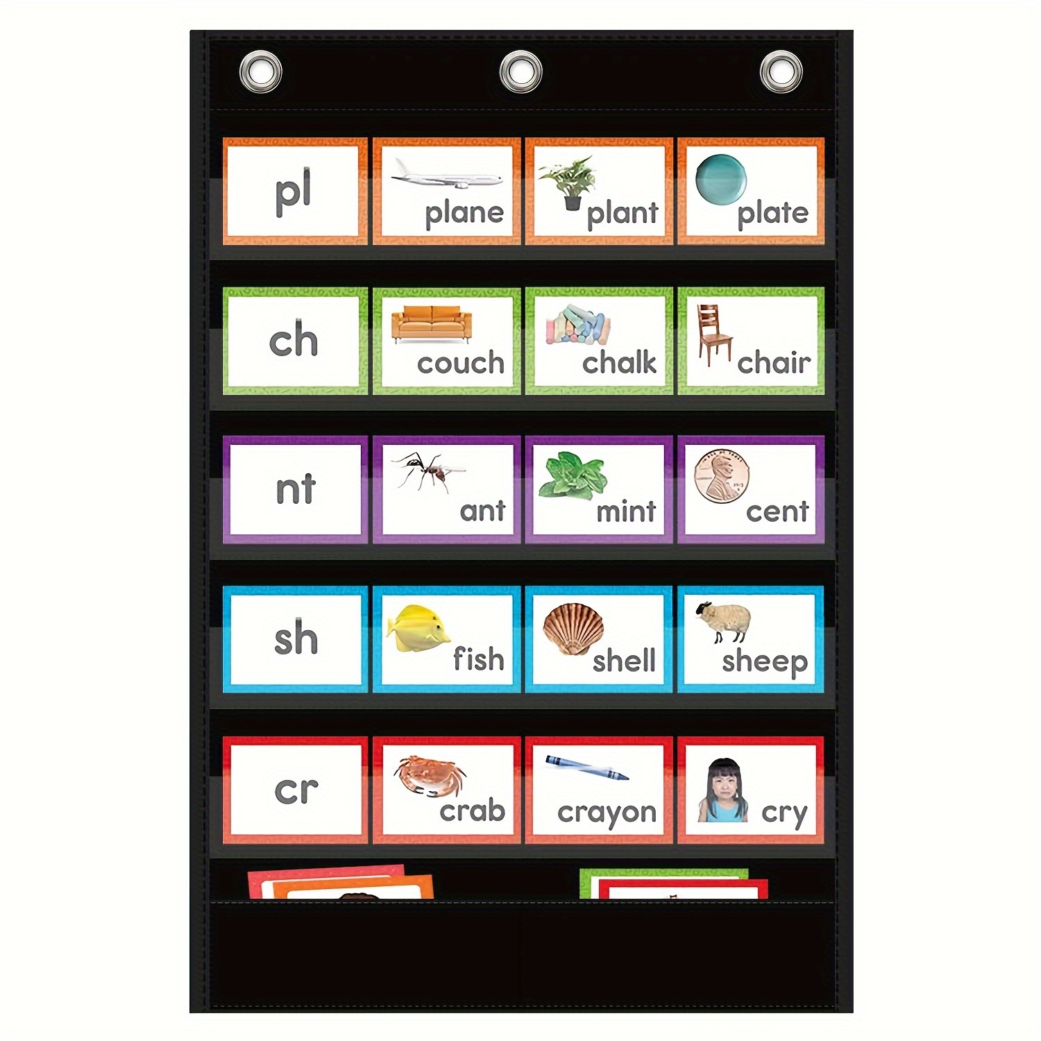 

1pc Standard Pocket Chart, Clear 5 Pockets Words Chart With Extra Storage Pocket For School Home Office Use, Standard Size:25.2inch X 17inch Letter Cards And Sentence Strips. (no Cards Included)