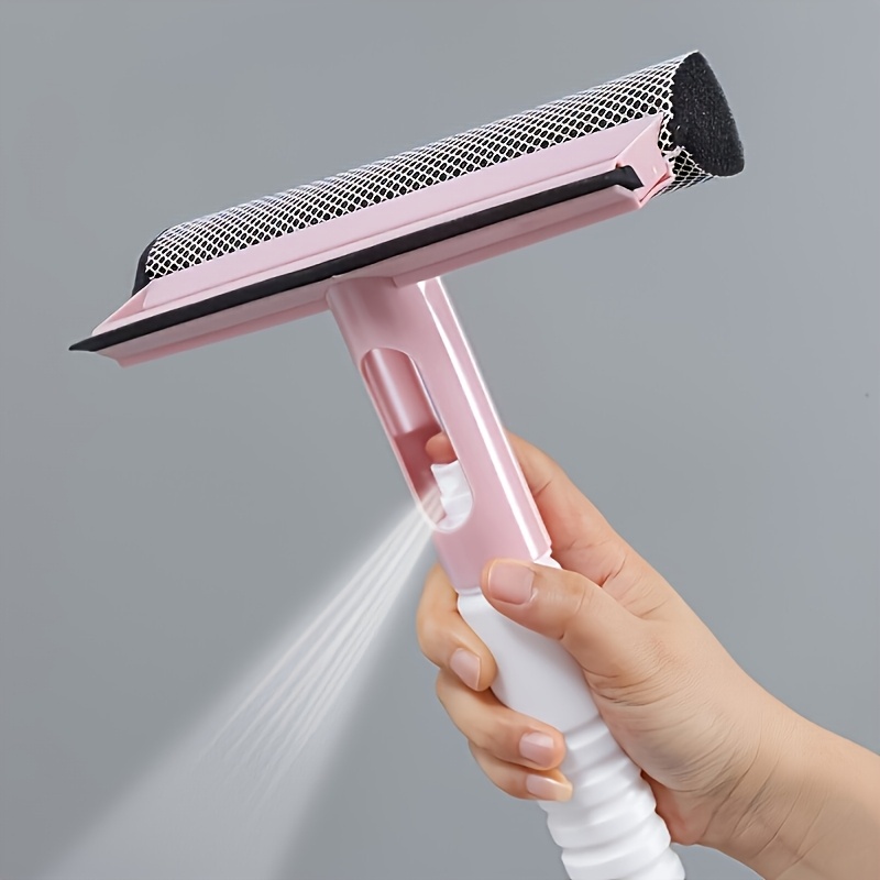 [2/3pcs Glass Cleaning Spray] 2/3pcs Three in One Glass Cleaning Spray with Rubber Wiper and Microfiber Cloth | Pink Multi-Function Cleaning Tool for Windows, Tiles, Car Windscreens, Mirror Surfaces | Easy Removal, Durable