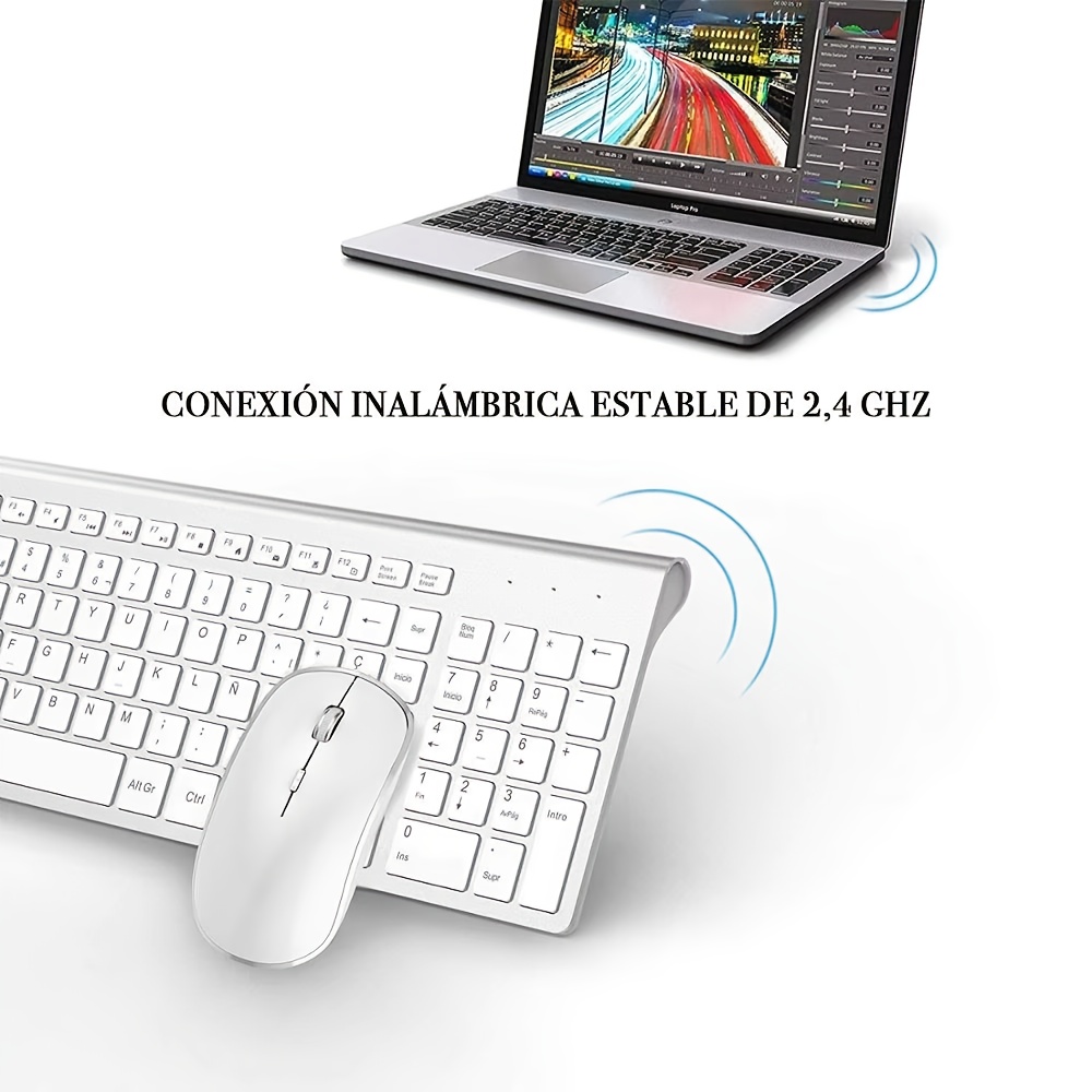 Wireless Keyboard And Mouse Set with Full-Size USB Connection, Featuring a Quiet 2.4Ghz Keyboard And Mouse, Designed to Be Lightweight And Slim, Ideal for Home Office Use