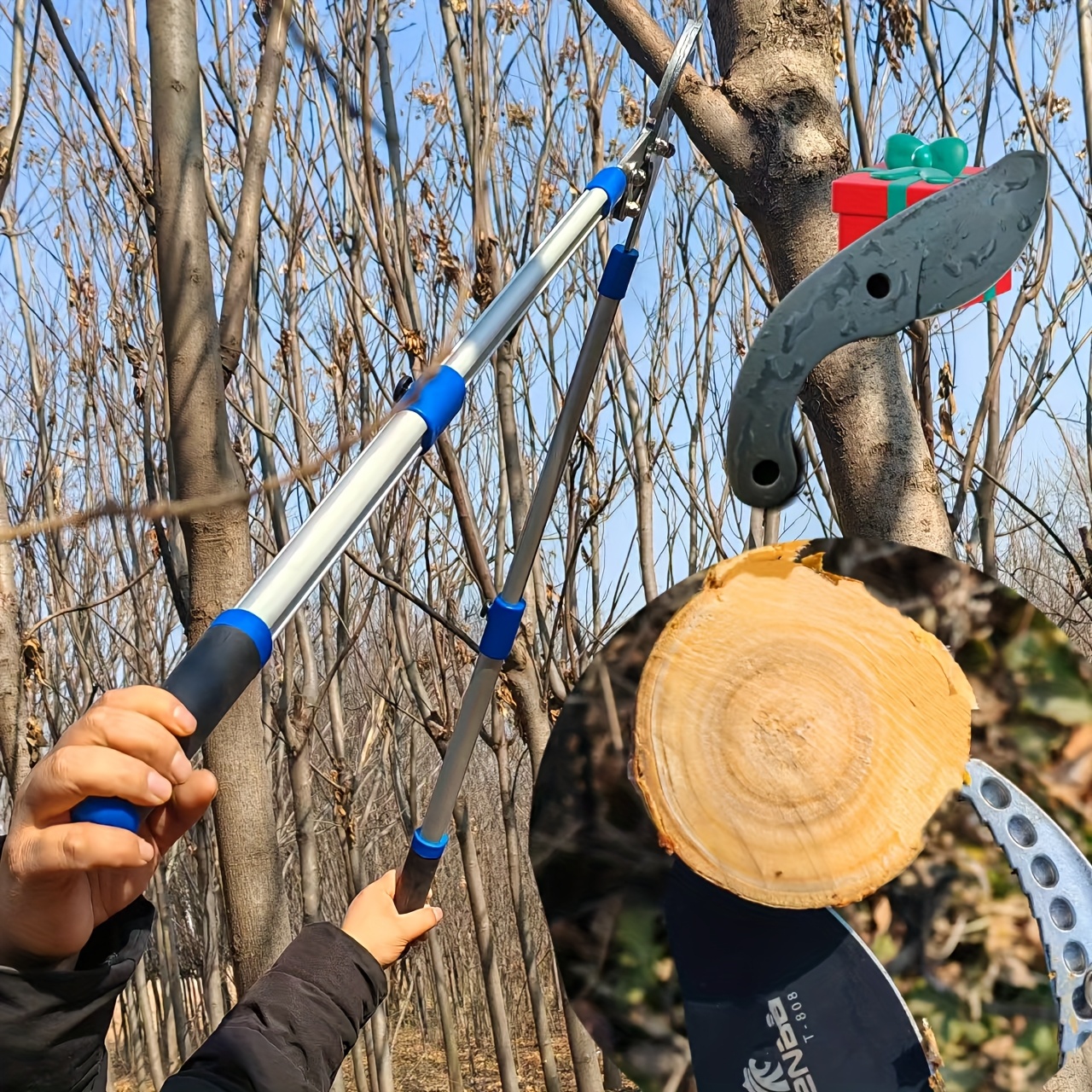 Een meter telescopische krachtige schaar met hoge kwaliteit koolstalen messen, ambidextrous, constructie van mangaanstaal