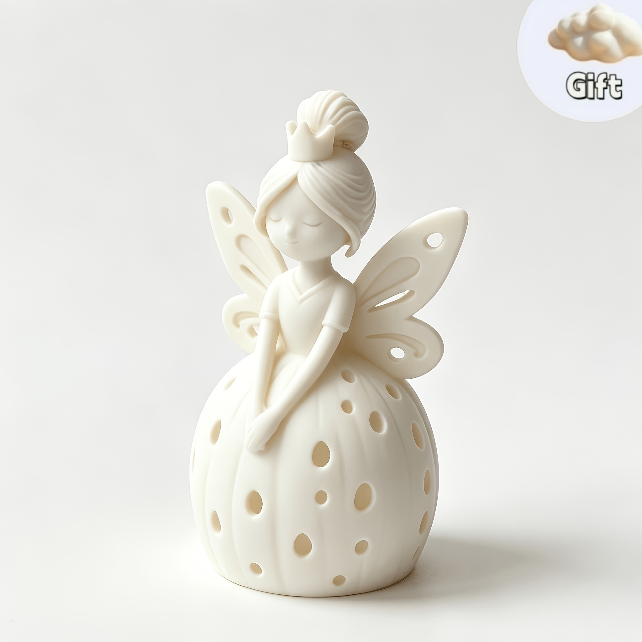 TEMU 1pc, Fairy Princess Night Light Ornament + Cloud Photo Frame, Winged Elf Lamp Stand Desktop Decoration, Hollow Luminous Decorative Statue, Warm