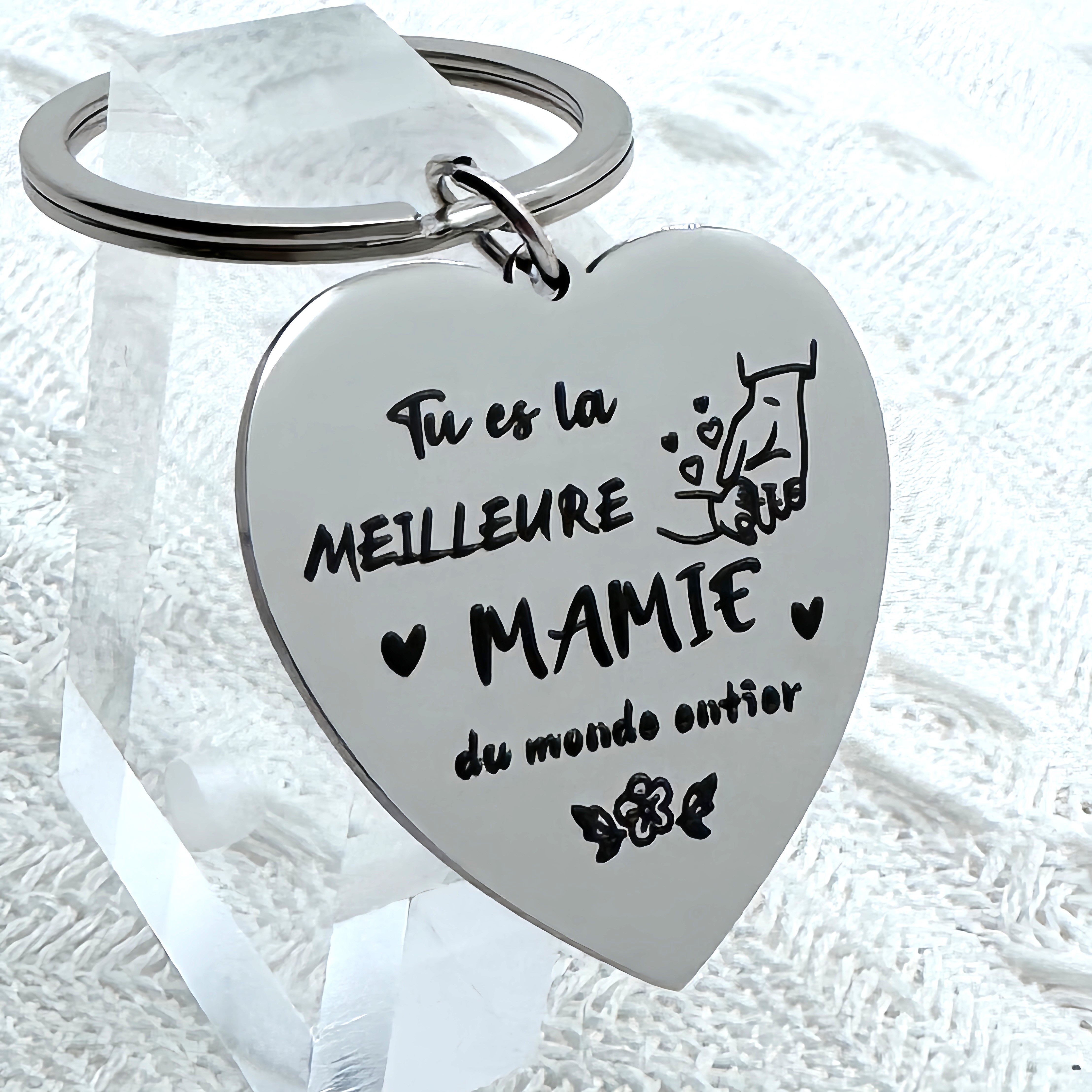 

French Keychain, Stainless Steel, Personalized And Creative Carving. You Are The Best Grandmother In The World - Give Your Grandmother A Gift For Thanksgiving And Mother's Day