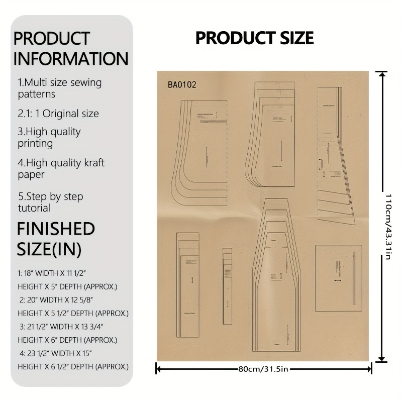 Image of Noel Bag Sewing Patterns In 4 Sizes, Featuring 1:1 Scale Designs. Stylish Templates Are Perfect For Handmade Bags, Making Them An Gift For New To Sewing