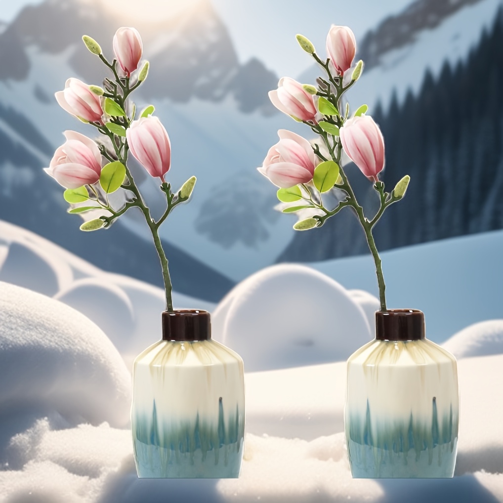 Image of 8 Simulation Luxury Magnolia-, Real Wedding, Home And Festival Artificial Flowers Decoration-elegant Dining Table Center Decoration - Maintenance-free Faux Botanicals