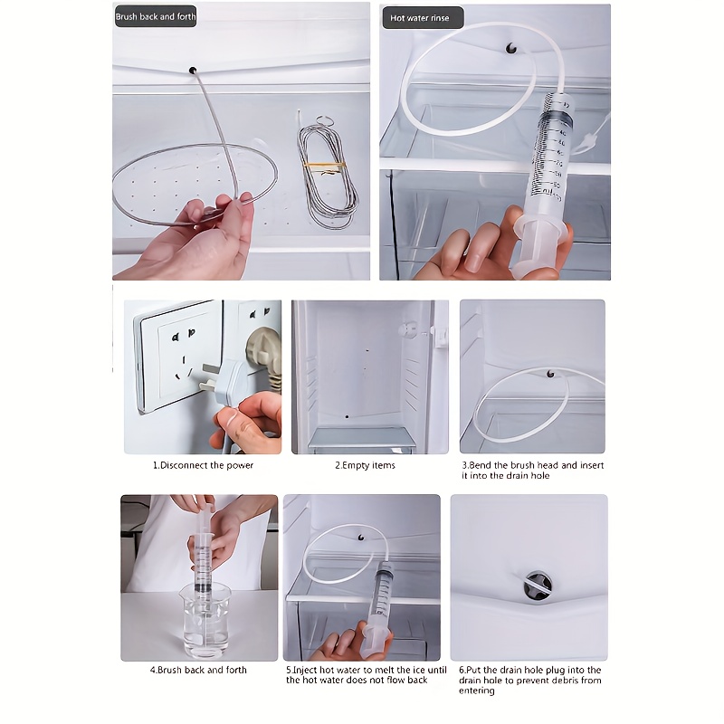 5pcs Refrigerator Drain Hole Cleaner Set ? Easy Unclogging Tools with Measurement Markings, Keeps Your Fridge Fresh and Clean