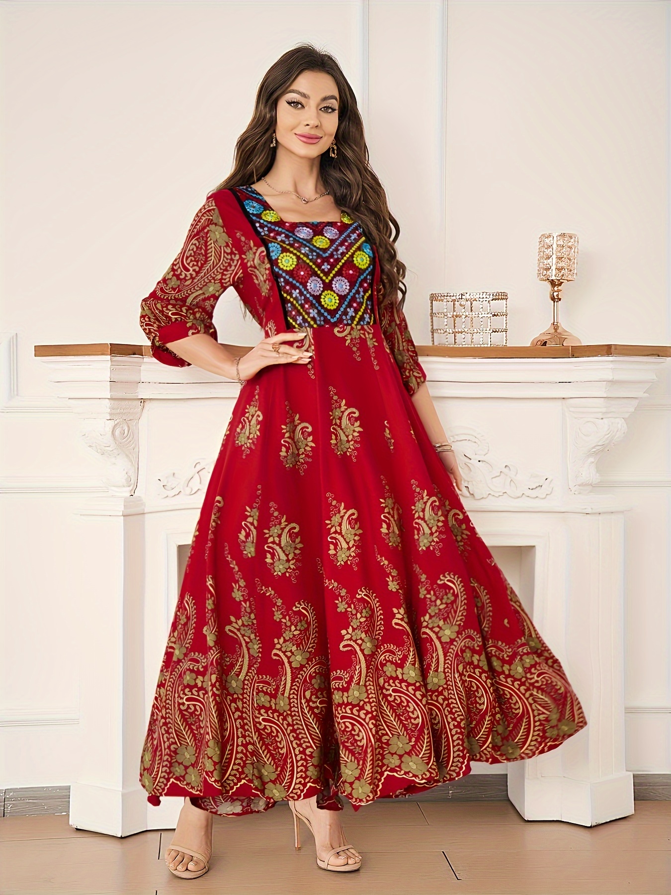 vestido estilo bohemio   bordado   falda - Temu Peru