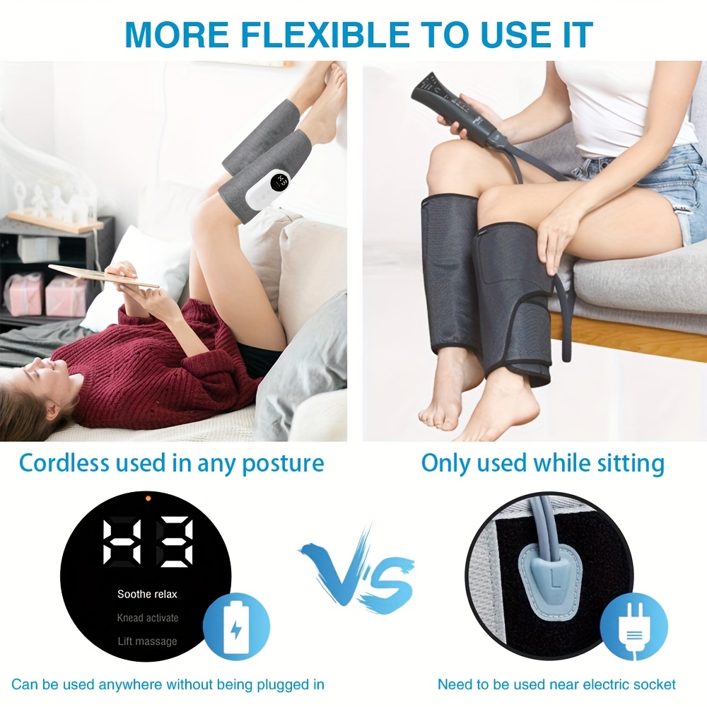 1pc Electric Leg Massager with Air Compression & Heat-Heated Calf & Foot Massage, Leg Massager for Circulation And, No Wires, Modern Leg Massager-Gift, for Mother's Day, Father's Day, Christmas, for Girls, Boys, Adult, Elders