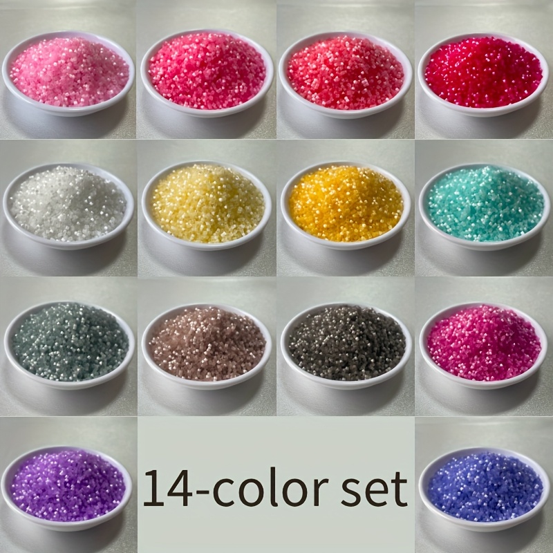 E-shop 14000 Stück 1,6 mm Glas Perlen Set für Schmuckherstellung - 14 Arten von mattierten, zweifarbigen Perlen, Gesamtgewicht 70 g (2,47 oz), 5