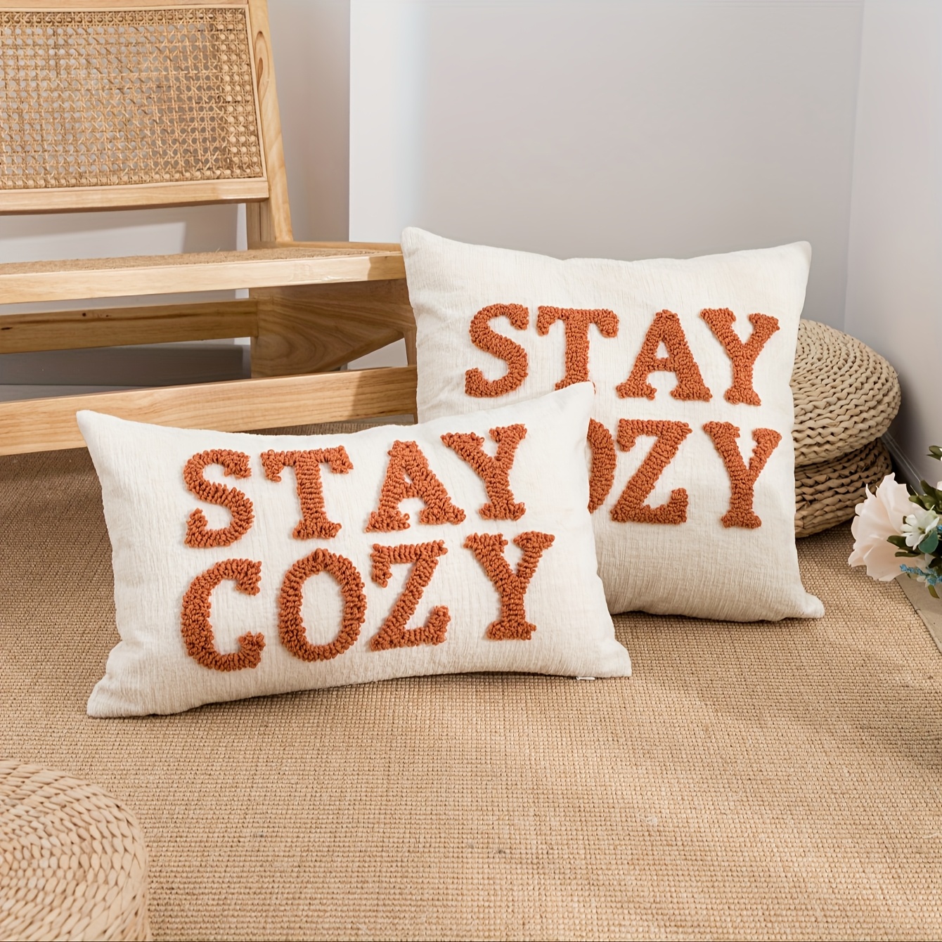 

1pc, Letter Embroidery Pillow Cover, , Loop Velvet Embroidery Technology, 18inch*18inch, Suitable For Holiday Decoration Living Room Sofa Cushion Cover, Without .