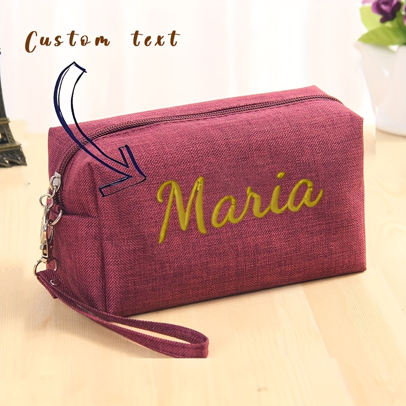 TEMU Neue Oxford-Stoff-Handtasche mit Stickerei, personalisierbare Namensbeschriftung, minimalistisches Quadratdesign, hochwertiger Reißverschluss,