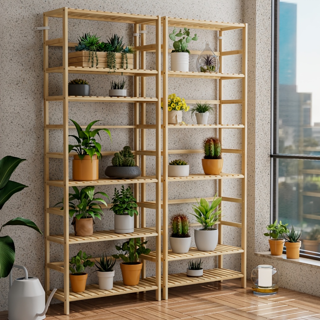 heavy duty plant stand bamboo display storage shelf adjustable flower stand organization for home decor