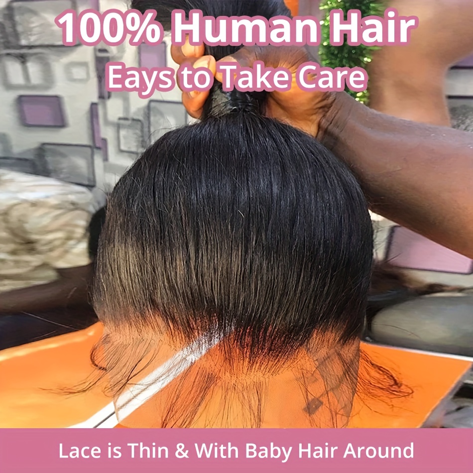 180 density 360 wig human hair full lace straight frontal wig with hd lace and   details 1