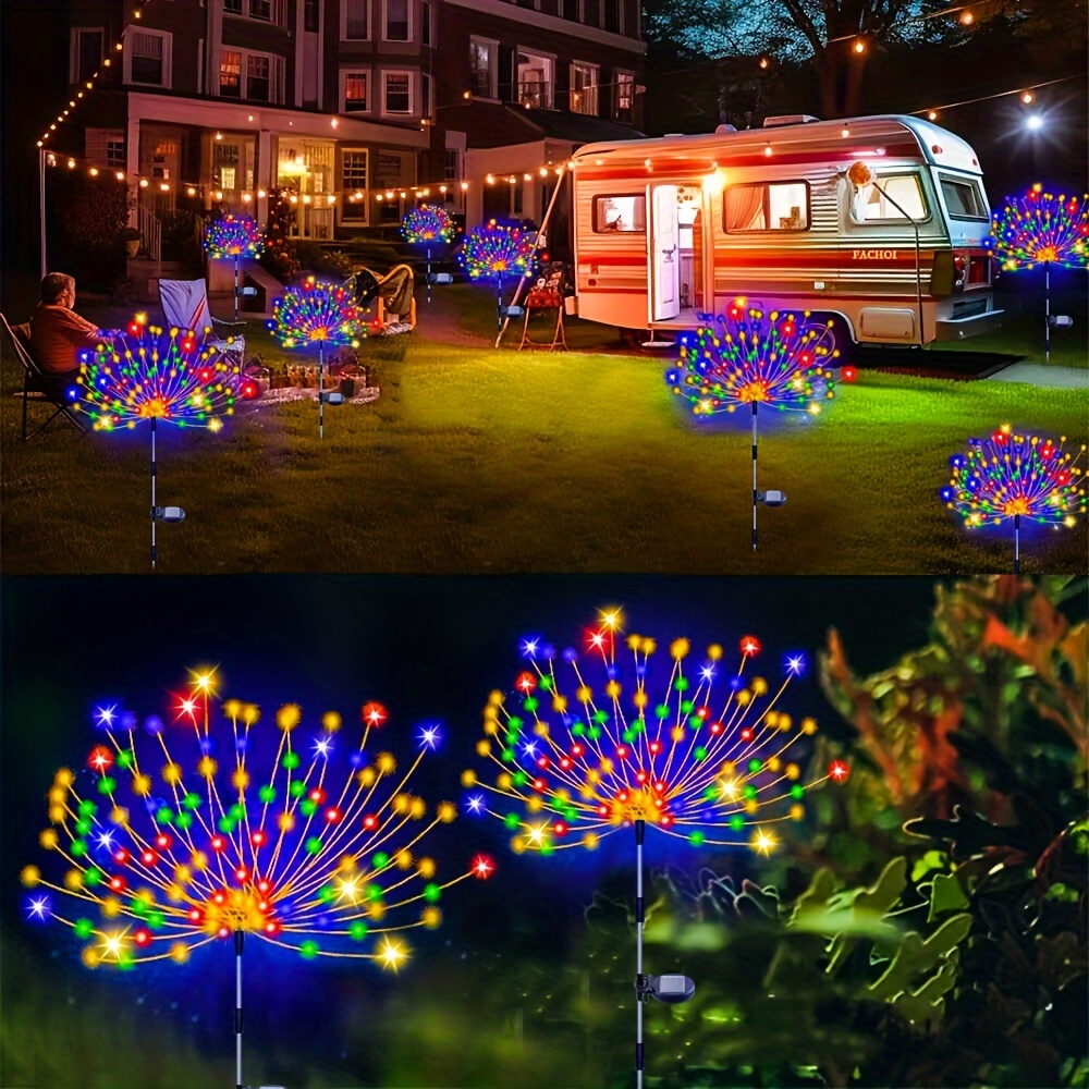

60-300led Outdoor Solar Firework Lights For Ramadan Christmas Halloween Decor-8 Modes Waterproof Garden Lawn Lights For Patio, Rv, Courtyard, Mall, Hotel, Pathway, Steet, Party And Wedding Decorations